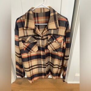 Plaid Women's Jacket in Tan and Navy